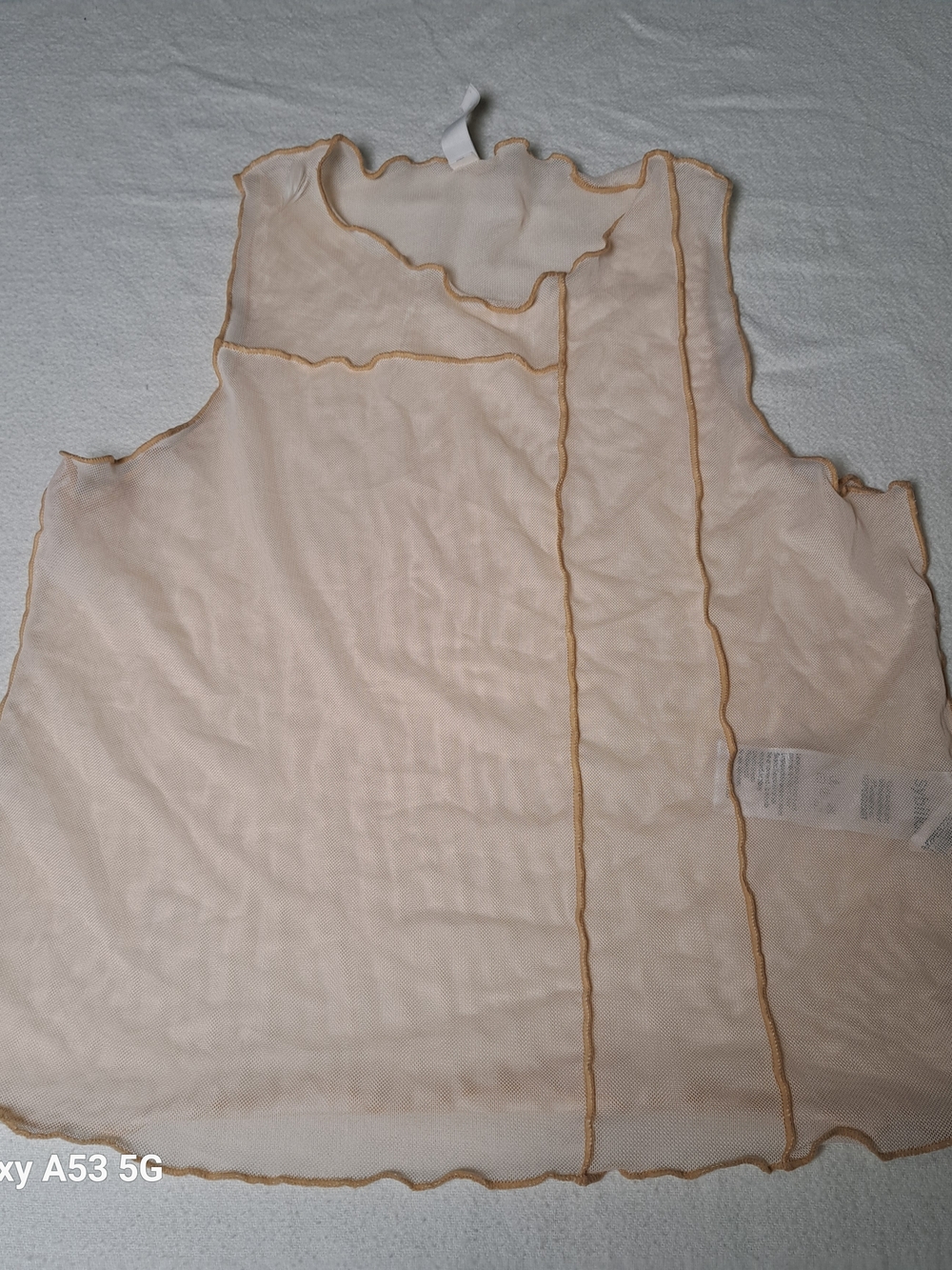 Sheer Beige Sleeveless Mesh Top - Sybilla